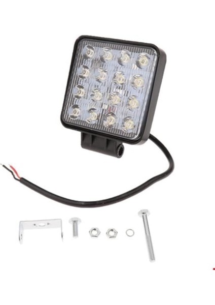 Road Gündüz Farı 16 LED Kare Çalışma Lambası 48 Watt 12-24V