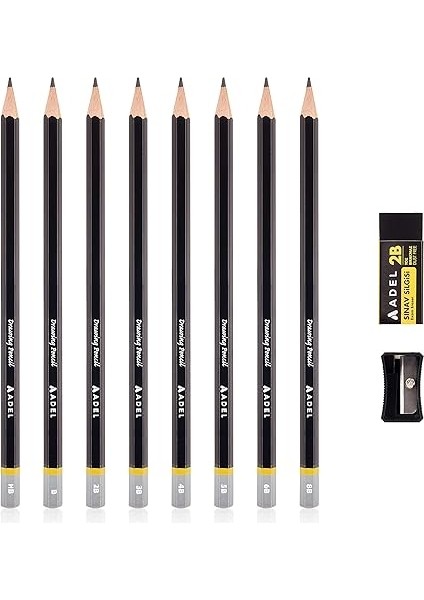 Dereceli Kurşun Kalem Seti, 8’li, Hb-8b, Sınav Silgisi ve Kalemtıraş Hediyeli, Teknik Çizim ve Eskiz Için fiyatları