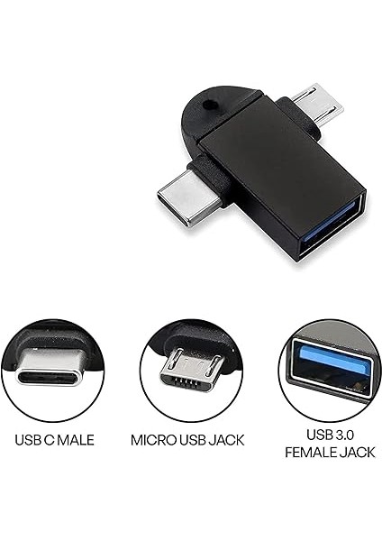 1 Arada Micro USB Type-C Otg Dönüştürücü Adaptör Otg C Tipi Adaptör 2 In 1 Otg Mikro USB Dönüştürücü USB C 3.0 Flash Disk Fare Konektörü Akıllı Telefon Android USB Tak Çalıştır 3 In 1 fiyatları