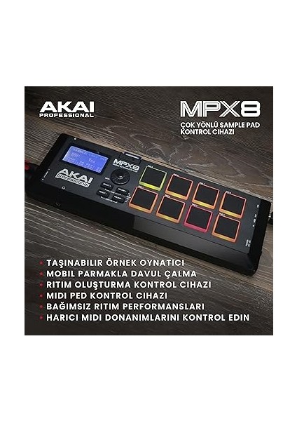 Professional Mpx8 - Sample Pad Controller 8 Performansa Hazır Hıza Duyarlı Pedli, Mıdı Bağlantısı ve Yerleşik Sd Kart Yuvasına Sahip Taşınabilir Örnek, Siyah fiyatları