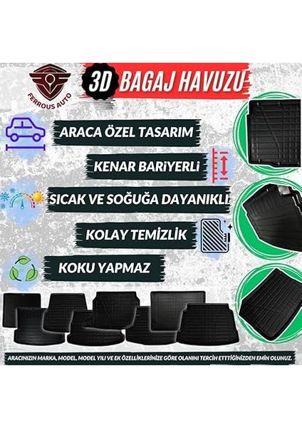 Autoaccessories Audi A3 Hb ile Uyumlu 4d Paspas ve 3D Bagaj Havuzu 2004 2012 modelleri