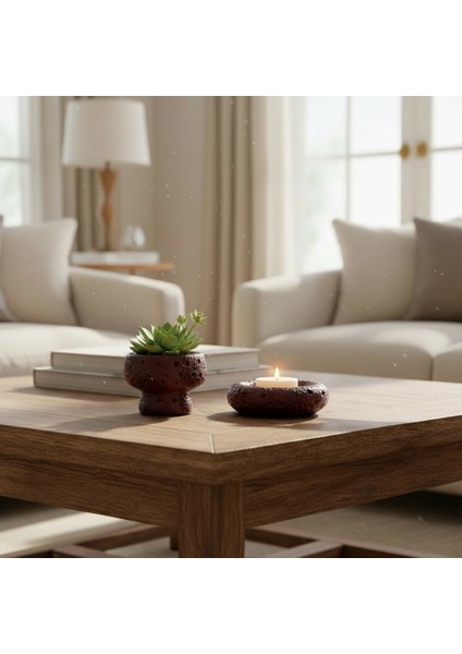 Krater Dokulu Bordo 2’li Dekoratif Obje Seti – 11,5 cm & 9,5 cm