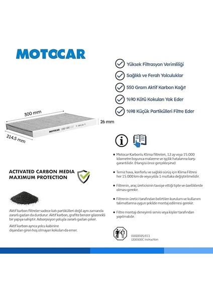 1200 100C Karbonlu Klima Filtresi (Togg T10X) fiyatları