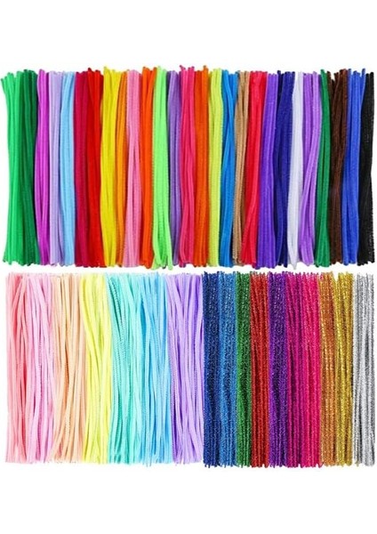 Pastel Metalik ve Ana Renkler 30 cm 150 Li 1 Paket Renkli Tüylü Tel Peluş Tel 30 cm Elişi Okul Projeleri Süsleme