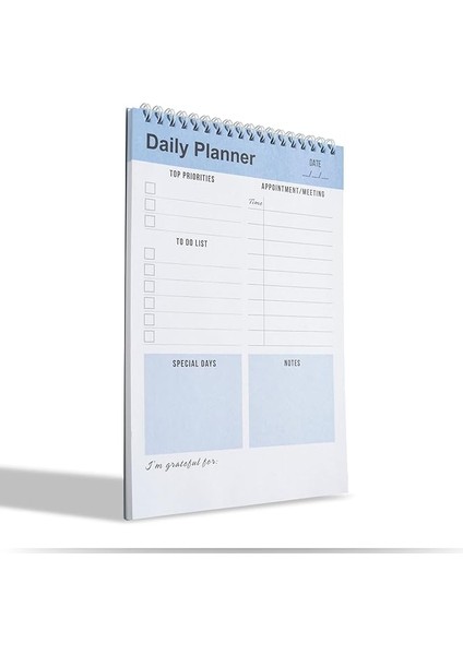 Planlayıcı Defter, Yapılacaklar Listesi Not Defteri, Spiral Defter, Kontrol Listesi, Iş Için Defterler, Kişisel Düzenleyici Not Defteri, Günlük Görev Defteri (Ingilizce) (Mavi)