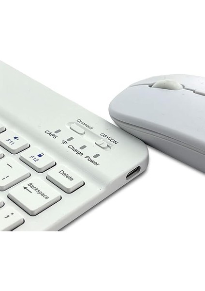 Bluetooth Kablosuz Türkçe Klavye ve Fare ile Mini Şarj Edilebilir Alüminyum Alışım Bluetooth Mouse Süper Hafif Taşınabillir Bluetooth Eşleştirmeli Midi Klavye 25CM x 15CM 2 Renk Seçeneği (Beyaz) modelleri