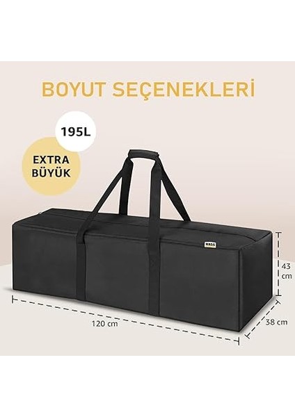 Taşıma Çantası, Fermuarlı Dayanıklı Seyahat Spor, Bagaj, Kamp Malzemeleri Saklama Çantası, 195L Extra Büyük Boy - Siyah fiyatları