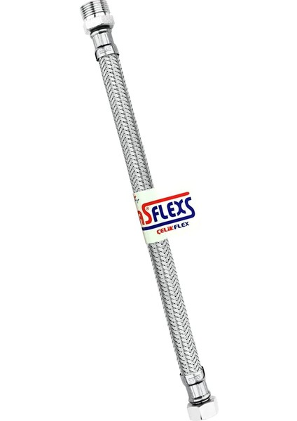 3/8×3/8 Nipelli (Bütün Uzunluklar) Paslanmaz Çelik Flex Hortum Bağlantı Hortumu (30 Cm)