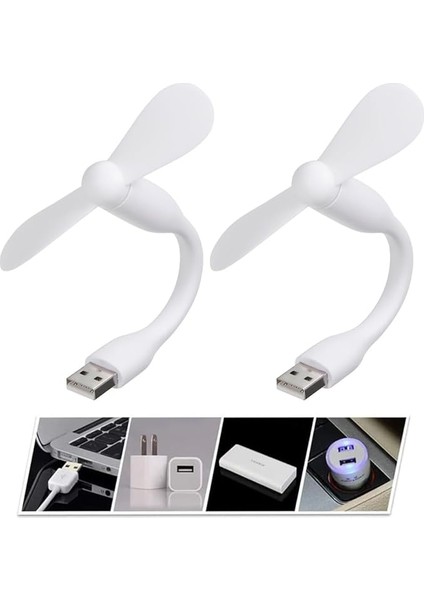 Mini USB Vantilatör, Esnek Mini Fan, El Vantilatörü, Pc, Powerbank, USB Cihazları Ile Kullanılabilir, Sessiz Taşınabilir USB Mini Soğutma Fanı Soğutucu, Seyahat Fanı (2 Adet)