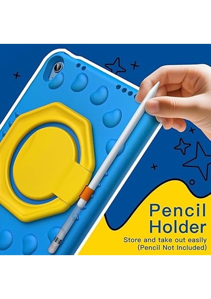 Çocuk Kılıf Için iPad (A16) 11./10. Nesil (2025/2022) ile 360 Derece Dönebilen Saplı Stand, Darbeye Dayanıklı Hafif Tablet Kapağı ile Pencil Tutucu (Mavi) fırsatları