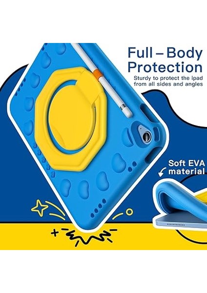 Çocuk Kılıf Için iPad (A16) 11./10. Nesil (2025/2022) ile 360 Derece Dönebilen Saplı Stand, Darbeye Dayanıklı Hafif Tablet Kapağı ile Pencil Tutucu (Mavi) indirimleri