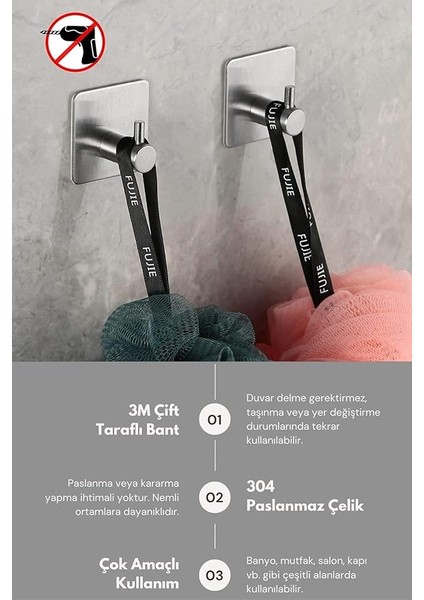 Adet Paslanmaz Çelik Banyo Havlu &amp; Bornoz &amp; Lif Askılığı, Çok Amaçlı Askılık, Yapışkanlı Mutfak Banyo Havlu Askısı fiyatları
