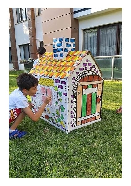 Çocuk Karton Boyama Evi (Beyaz) fırsatları