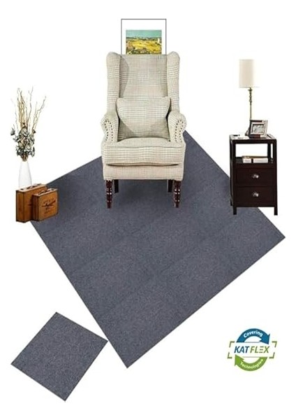 Halıfleks Kendinden Yapışkanlı Duvardan Duvara Halıflex Rip Halı Keçe Zemin Kaplama (Antrasit Ripsiz, 50X50) indirimleri