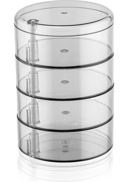 Şeffaf Akrilik 4 Katlı Dönebilen Takı Organizer Düzenleyici, Takı Kutusu, Takı Organizeri, Akrilik Takı Organizeri | Takılarınızı Şık ve Düzenli Tutun! fiyatları