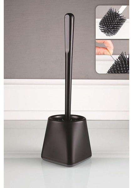 Wc Tuvalet Banyo Fırçası Klozet Fırçası Kare Siyah
