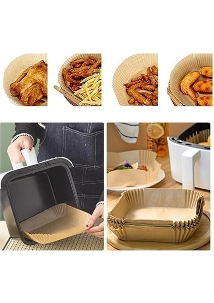 Airfryer Pişirme Kağıdı, Fritöz Yağlı Kağıdı, Yanmaz Kağıt 50 Adet (Kare) Bowl 1.sınıf fiyatları