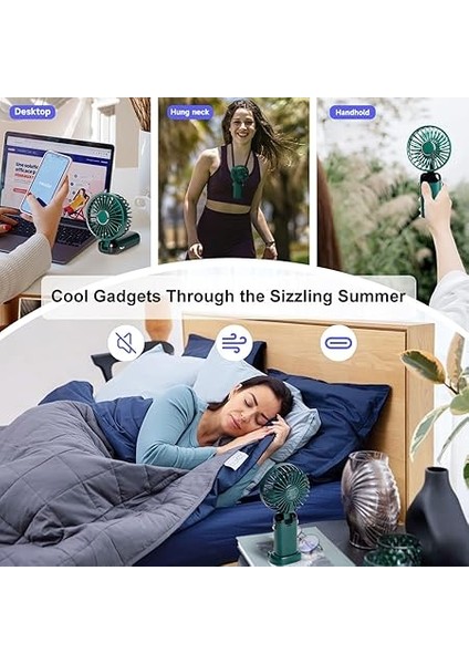 El Vantilatörü, Mini Fan Tip-C Şarj Edilebilir, LED Ekranlı 4000MAH Pille Çalışan Fan, 90° Katlanabilir, 5 Hızlı Rüzgar, Elde Taşınabilir/boyun/masa 3'ü 1 Arada Kişisel Fan, Kadınlar Için fırsatları