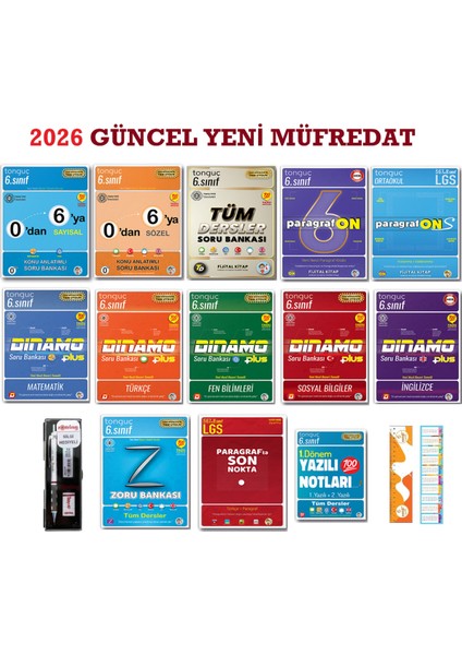 6. Sınıf Tüm Dersler Şampiyon Büyük Seti Plus + 3'lü Kırtasiye Seti + Sezgistore Ayraç-Cetvel
