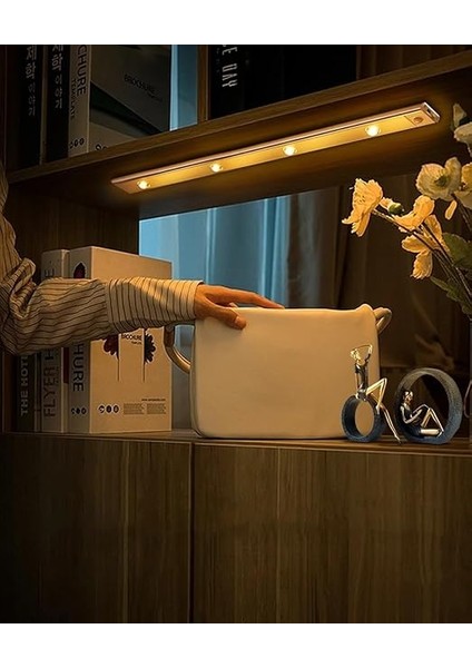 Şarjlı Hareket Sensörlü LED Şerit Çift Modlu Sensörlü Veya Sürekli Işık Yatak Odası Banyo Mutfak Çalışma Odası Aydınlatma Ayarlanabilir 3 Farklı Işık Rengi 60CM 4'lü Işık (BS-1999-05) fiyatları