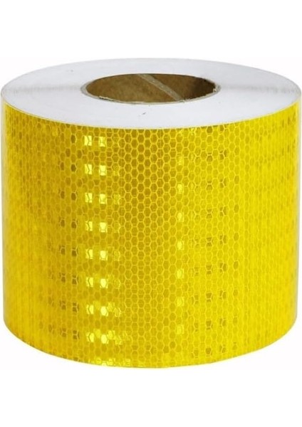 Pazar Reflektif Fosfor Bant Petekli Sarı Şerit Bant 10 cm x 10 Metre
