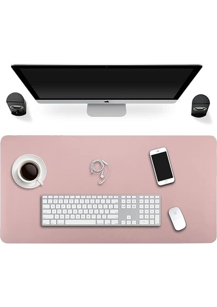 Çift Taraflı Fare Altlığı, Ultra Ince Pu Deri Fare Altlığı Mat Su Geçirmez Çift Taraflı Masa Pedi Ofis, Ev Masaüstü, Dizüstü Bilgisayar, Pc Için (Pembe&amp;silver, 120 x 60 Cm)