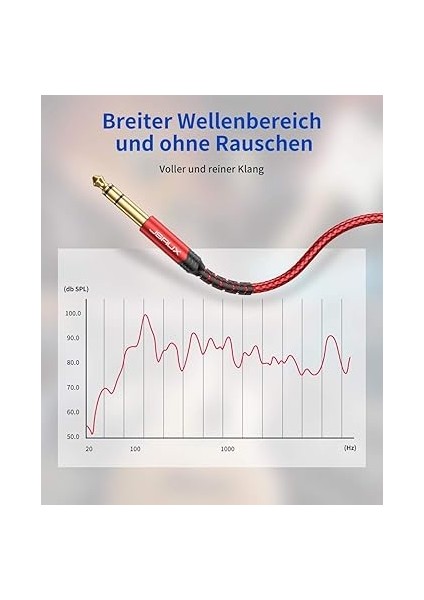 Gitar Kablosu [3 M] 6,35 mm Enstrüman Kablosu, 1/4 Inç Jak, Klavye, Bas, Amplifikatör ve Diğer Ses Cihazları Ile Uyumlu modelleri