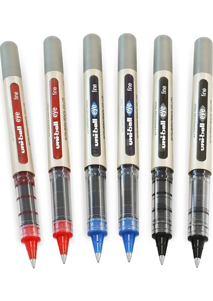 Eye - UB-157 Roller Kalemler - 0,7 mm Uç - Siyah, Mavi, Kırmızı - 6'lı Paket
