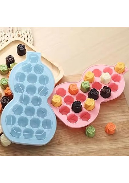 Bölmeli Gül Şekilli Silikon Buz Kalıbı (Kapaklı) - Dekoratif Buz Gülleri, Kokteyl ve Özel Sunumlar Için Ideal, 1 Adet fırsatları