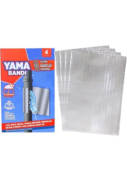 Bondit Ultra Güçlü Su Geçirmez Tamir Yama Bandı Alüminyum Kaplı 10X15 cm 4 Adet