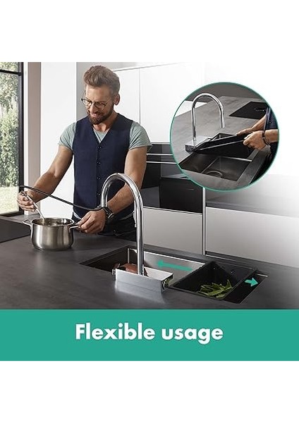 Çok Fonksiyonlu Süzgeç F14 (Mutfak Lavabosu Aksesuarı, Süzgeç) Mat Siyah modelleri