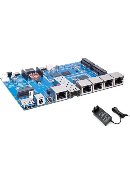 Banana Pi Bpı-R4 Lite Router -Openwrt, MT7987A Chip, 2gb Ddr4, 2,5g Sfp &amp; RJ45 Wan, 4x 1g Lan, Ağ Bağlantısı Endüstriyel Tek Platin Bilgisayar (R4 Lite Bareboard + Güç Kaynağı)
