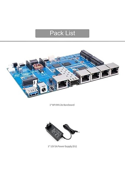 Banana Pi Bpı-R4 Lite Router -Openwrt, MT7987A Chip, 2gb Ddr4, 2,5g Sfp &amp; RJ45 Wan, 4x 1g Lan, Ağ Bağlantısı Endüstriyel Tek Platin Bilgisayar (R4 Lite Bareboard + Güç Kaynağı) fiyatları