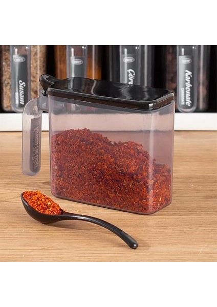 1165 Simple 12 Li Standlı Kendinden Yapışkanlı Kaşıklı Kapaklı Baharatlık Takımı - Siyah Beyaz fırsatları