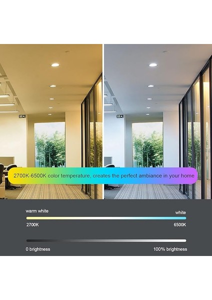 15W Akıllı Led'ler Gömme Aydınlatma Rgbw Tavan Panel Işık App Sesle Kontrol Kısılabilir 2700K-6500K Oturma Odası Için Seçilebilir Spotlar Banyo Yatak Odası Mutfak Koridor fırsatları