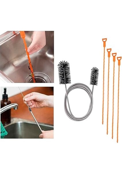 5 In 1 Drenaj Yılan Saç Drenaj ve Besleme Tüp Temizleme Fırçası Ince Drenaj Deliği Temizleme Aracı Hortum Boru Temizleme Fırçası modelleri