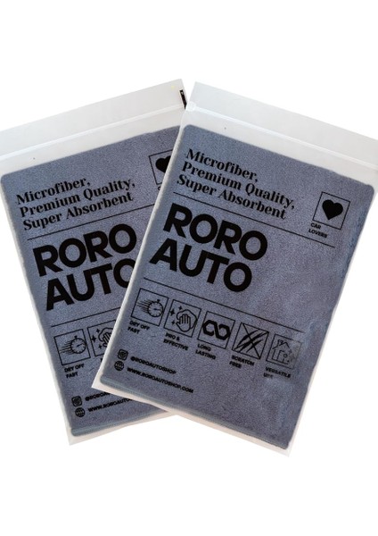 Auto Fuji Mikrofiber Araç Kurulama Havlusu Araç Yıkama Bezi 40X40 Gri (2 Adet)
