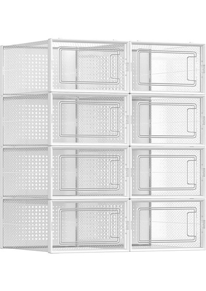 Ayakkabı Kutuları, 8'li Paket Ayakkabı Kartonu, Katlanabilir ve Istiflenebilir, 44 Numaraya Kadar, Şeffaf-Beyaz LSP08SWT