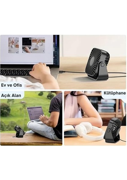 Vantilatör, Şarjlı Masaüstü Fan, 2000 Mah Batarya, Uzun Kullanım Süresi, 3 Kademeli Ayarlanır Güç Modu, Soğutucu Vantilatör, Sessiz Çalışma, Ergonomik Tasarım, Masaüstü Kullanım indirimleri