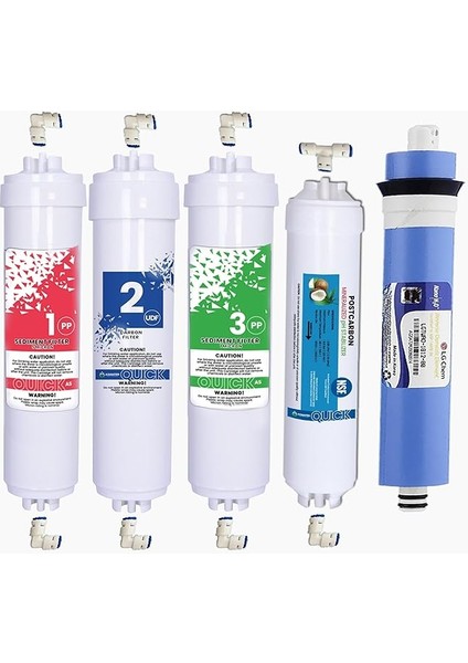 Aura Cebilon Plus Uyumlu 12 Inç Inline 5'li Membranlı Filtre Seti (Dirsek Hediyeli)