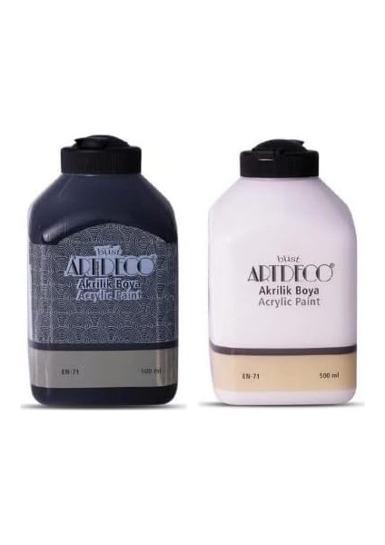 500ML Siyah + 500ML Beyaz Akrilik Boya Set
