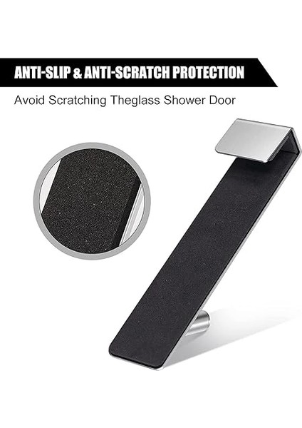 Delmeden Duş Kancası, Duş Duvarı Için 2 Adet Kapı Kancası, Paslanmaz Çelik Havlu Askısı, Asmak Için Duş Kancası, Kauçuk Korumalı, Duşakabin, Cam Duş Duvarı, (17,8cm Gümüş) modelleri