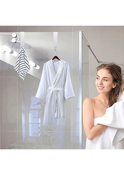 Delmeden Duş Kancası, Duş Duvarı Için 2 Adet Kapı Kancası, Paslanmaz Çelik Havlu Askısı, Asmak Için Duş Kancası, Kauçuk Korumalı, Duşakabin, Cam Duş Duvarı, (17,8cm Gümüş) fırsatları