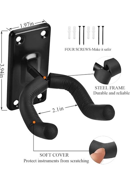 Gitar Duvara Montaj Askısı, Gitar Kanca Standı,gitar Ekran Askı Aksesuarları ve Gitar Pick Necklacefor Akustik Elektrik Bas Ukulele Gitar Tutucu fiyatları