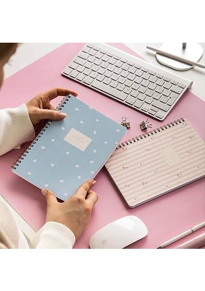 A5 Spiralli Karton Kapak Çizgili Okul Defteri 80 Yaprak 2'li Set - Ders Programlı - Kiraz indirimleri