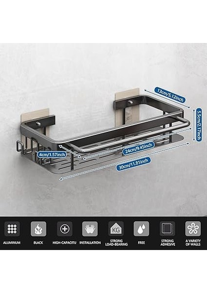 Minimalist Koyu Gri Lavabo Düzenleyici, Tahliye Tavası, Kancalar, Duvara Montaj, Mutfak ve Banyo Aksesuarları Tutucu fiyatları