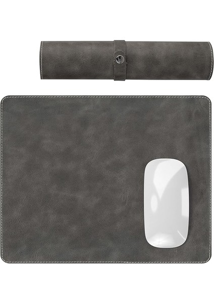 Navada - Gaming Oyuncu Gamer Hakiki Deri Mouse Pad, Deri Fare Altlığı, Hakiki Deri Ped, Dayanıklı Kaymaz Taban, Ofis Tipi Mouse Ped (Gri)