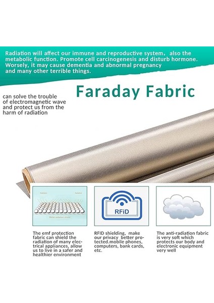 Emf Koruyucu Kumaş, Rfıd Elektrosmog Koruyucu, Radyasyon / Rf Sinyalleri Için Koruma, Akıllı Metre Rf Engelleme, Iletken Bez, Gümüş - 1 M fırsatları
