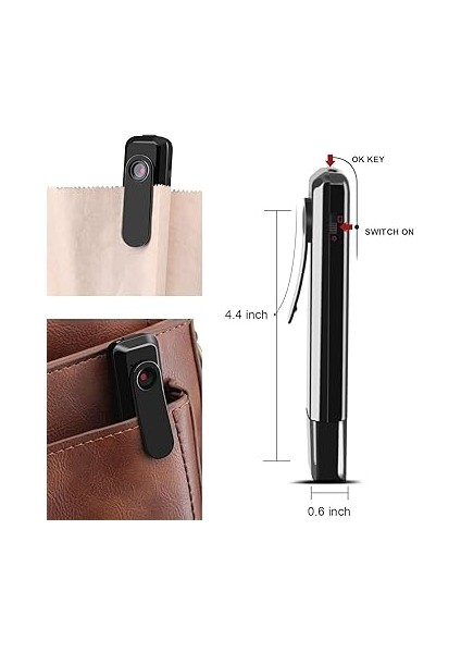 Camera Hd 1080P Giyilebilir Gizli Casus Kalem Kamerası Taşınabilir Polis Cep Kamerası Video USB Tek Tuşlu Hızlı Kameraları Ev Ofis Için 140° Geniş Açı Döngü Düşük Işık Foto Mod 240MAH Pil fiyatları