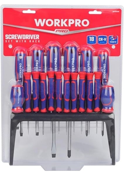 WP200506 18 Parça Duvar Askı Aparatlı Profesyonel Cr-V Manyetik Tornavida Seti fırsatları